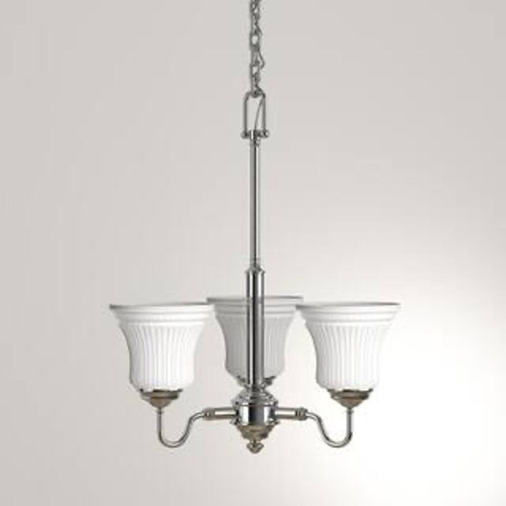 3-Light Brushed Nickel Chandelier with Frosted Glass Shades